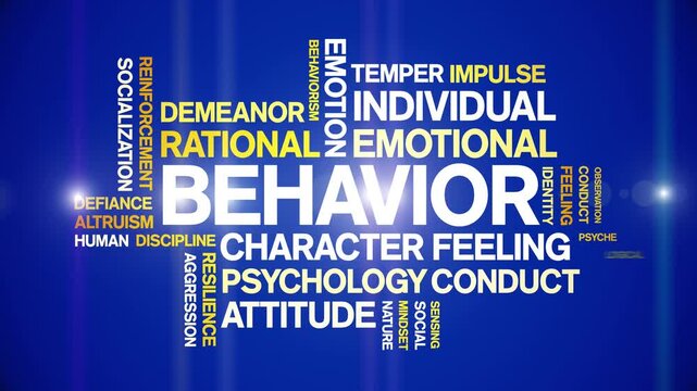 Behavior animated word cloud-text design animation tag kinetic typography seamless loop.