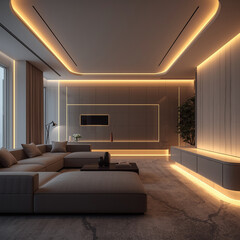 Luxury Contemporary Living Room with Wooden Floor