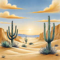 Hand drawn desert background