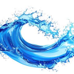 Curving blue wave crests, splashes on a black backdrop