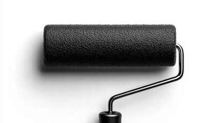 Obraz premium A close-up shot of a black paint roller on a white background.