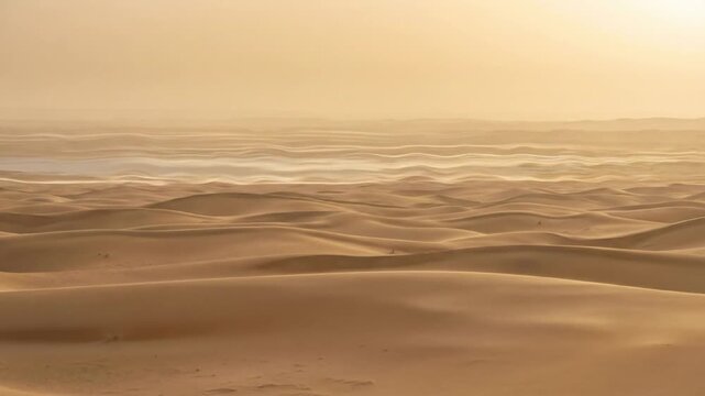 A warm shimmering animation inspired by desert mirage heat waves, creating fluid wavy distortions across sandy tones.