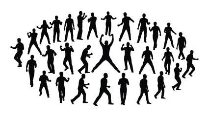 Dynamic human silhouettes collection isolated on white background, Vector