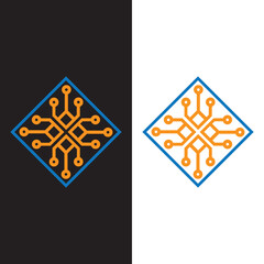 Tech Chip Circuit Square Modern Logo Design Digital Vector Icon