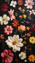 Assorted flowers on dark background