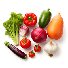 vegetables on a white background, isolate,Vegetables on a white background with copy space for your textFresh vegetables isolated on white background. Healthy food concept. Vegetables background.

