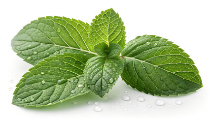 Ultra-High-Resolution 8K Studio Macro Photo of Fresh Vibrant Green Mint Leaves