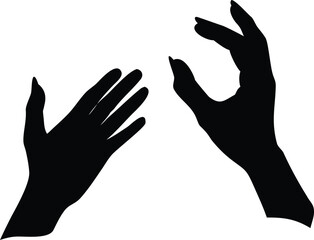Silhouette of two human hands reaching out posed in a dynamic expressive manner