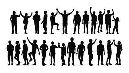 Diverse group silhouette collection isolated on white background, Vector