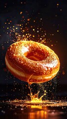 Glazed donut with sparkling syrup