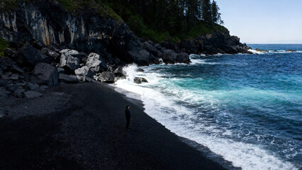 Black Beach & Bioluminescent Seawater Natural Landscape Photography