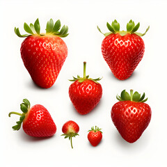 Strawberries isolated on white background Strawberry Collection isolated on white
