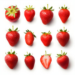 Strawberries isolated on white background Strawberry Collection isolated on white
