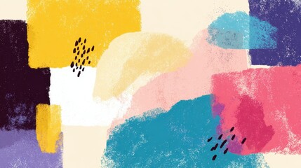 Abstract Composition of Overlapping Textured Shapes with Dynamic Color Palette