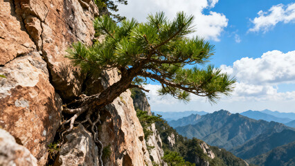 Cliff Pine Tree Natural Landscape Photography