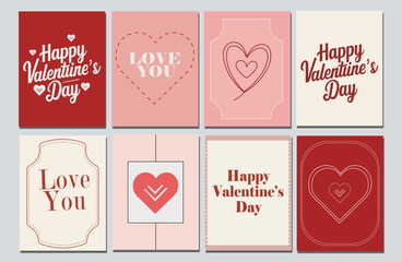 Valentine&rsquo;s Day Greeting Card Set | Love and Heart Illustrations Collection