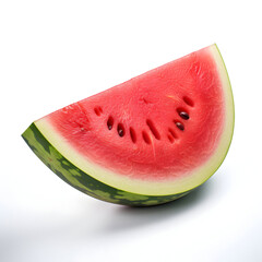 View of a Juicy and Ripe Watermelon Slice Slice of fresh watermelon isolated on white background.Vibrant Watermelon Slice Captured
