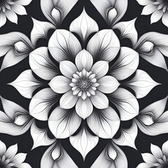 Modern flowers mandala design page black and white of illustration