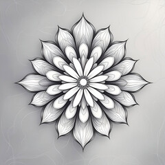 Modern flowers mandala design page black and white of illustration
