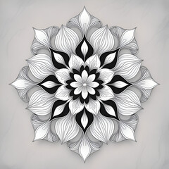Modern flowers mandala design page black and white of illustration