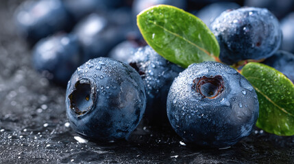 Fresh juicy blueberries close up. Healthy food, sweet healthy dessert. Blue berries background.
