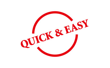 QUICK & EASY - Red Rubber Stamp with text QUICK & EASY
