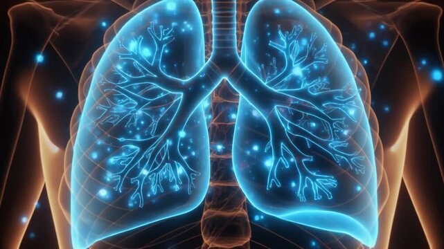 Glowing lungs visible inside human frame