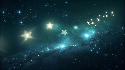 Glowing stars forming a celestial trail across a dark night sky with nebula and bright cosmic dust - Powered by Adobe