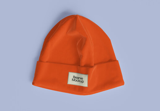 Beanie Hat With Label Mockup