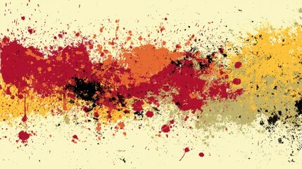 Abstract Splatter Painting with Warm Colors on a Light Background