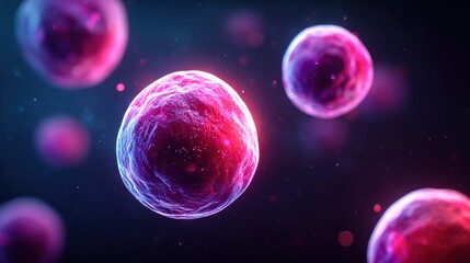 Fototapeta premium Glowing cells in a vibrant, colorful display of scientific and medical imagery.