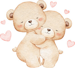 Watercolor Valentine Teddy Bear