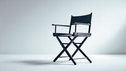 Director's chair on a white background with dramatic lighting.