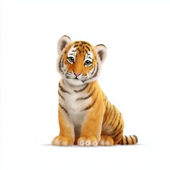 Obraz premium Curious baby tiger in a studio setting cute illustration playful environment front view wildlife concept