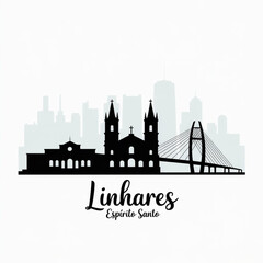 Fototapeta premium Linhares Brazil Skyline Silhouette — Coastal Espírito Santo Vector Illustration