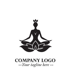 Woman Yoga Logo Symbol in Black on White Background for Calm Minimalist Wellness Branding Design Art