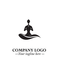 Woman Yoga Logo Symbol in Black on White Background for Calm Minimalist Wellness Branding Design Art