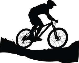 Fototapeta premium Extreme Sport Mountain Biker Silhouette Vector Illustration
