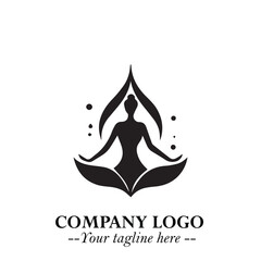 Woman Yoga Logo Symbol in Black on White Background for Calm Minimalist Wellness Branding Design Art