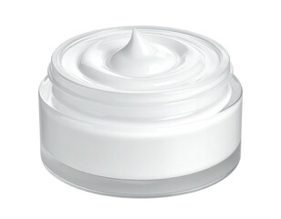 Creamy white moisturizer in clear jar