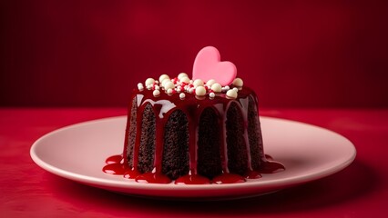 Delicious chocolate dessert with heart decoration for valentine s day celebration