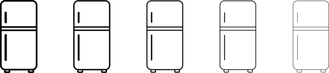 Fridge Icon thin outline vector Isolated on transparent background
