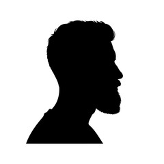 Minimalist Silhouette Bearded Man Profile Head with Hairstyle and Beard