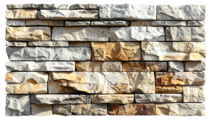Stone wall pattern. Diverse block colors, rough textures