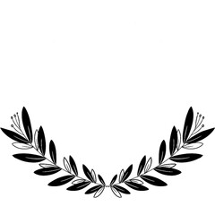 laurel wreath with gold ribbon