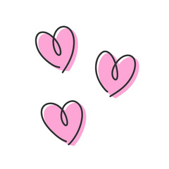 落書きのようなラフな手描きのハートイラスト ピンク