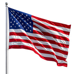 Fototapeta premium American Flag Waving Proudly: The American flag billows against the wind, its vibrant stars and stripes a bold statement of freedom and national pride.