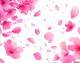 Animated pink cherry blossom petals on a white background