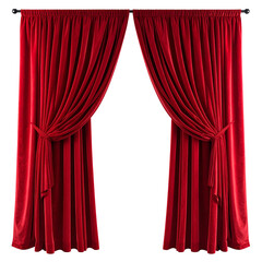 Dramatic Red Curtains: Velvet drapes cascade gracefully, their deep crimson hue exuding an aura of mystery and anticipation. These plush curtains create a focal point.