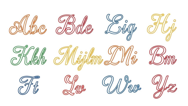 Colorful and playful alphabet calligraphy collection for creative projects and designs